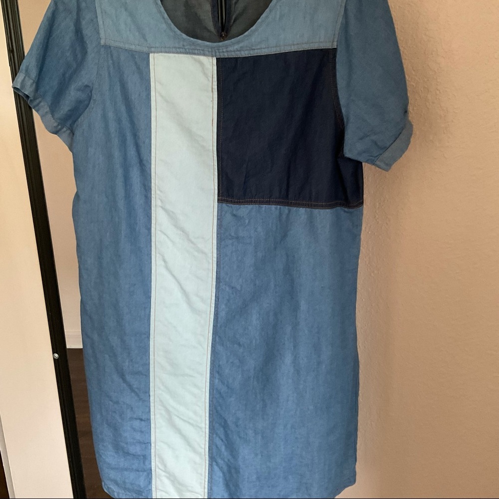 🧿DENIM Colorblock Dress💙